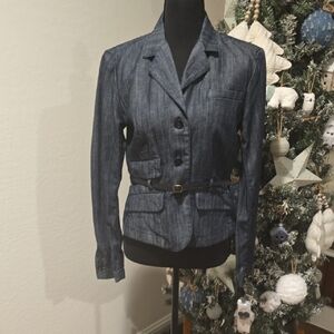 Polo by Ralph Lauren Women's Blue Denim Blazer with Belt